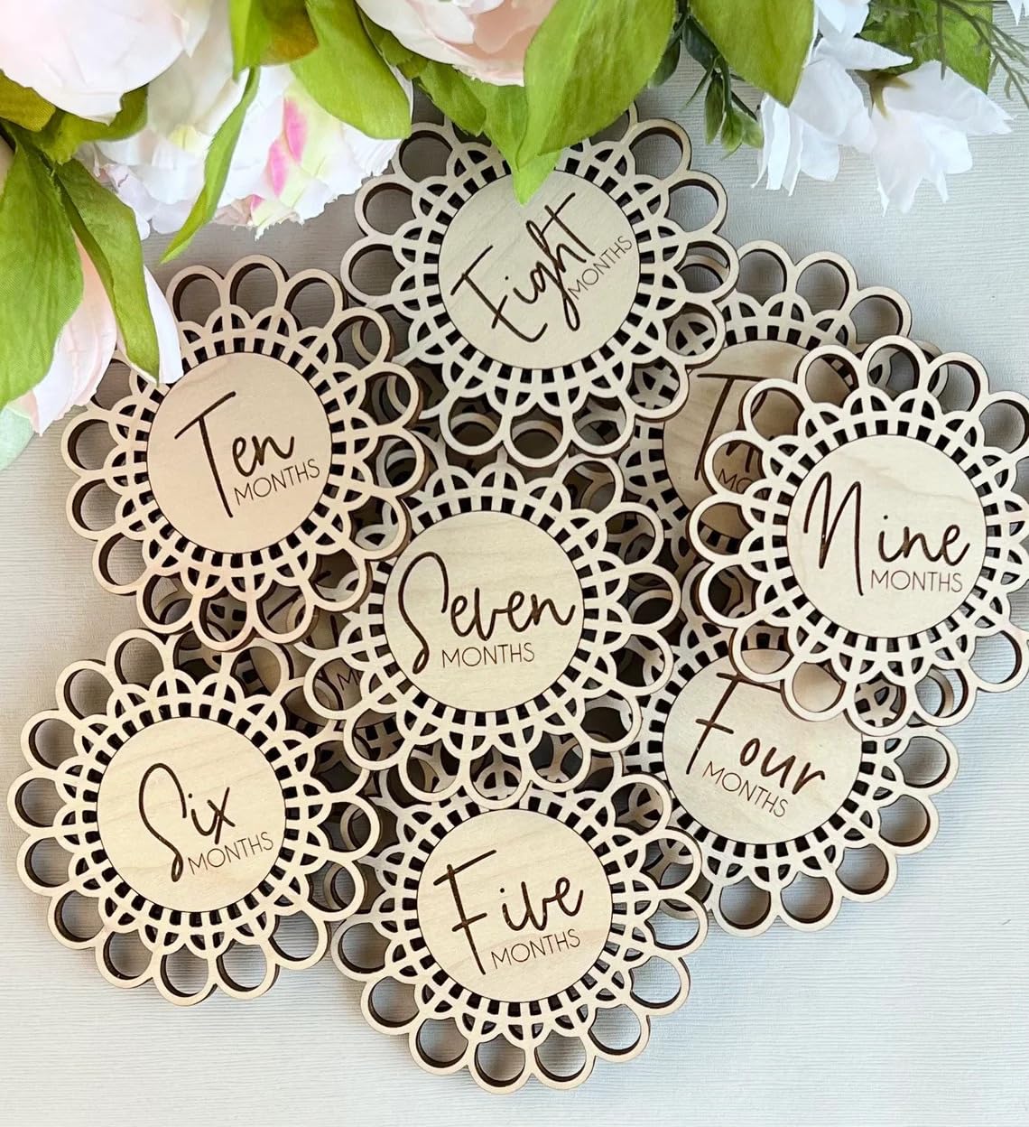 Set of 12 pieses with Hellow Boho Monthly Milestone Markers, Baby Milestone